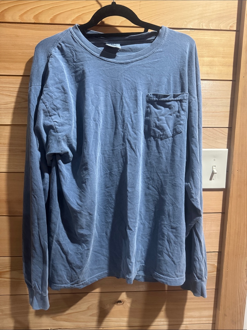 Comfort Colors Vintage Blue Long-Sleeve Pocket Tee
